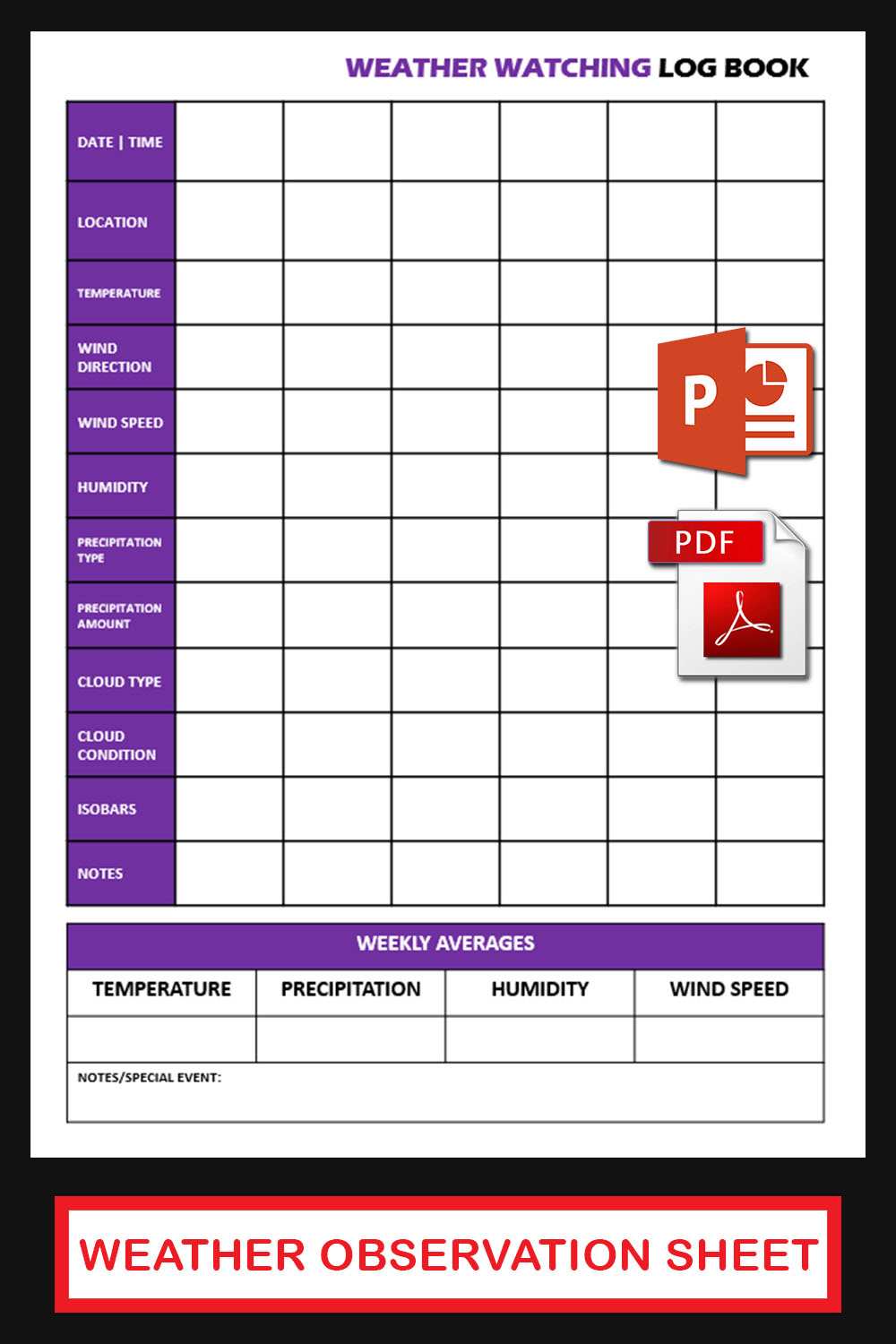  Weather Recording Sheet